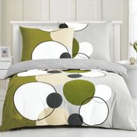 Pościel ELWAY satyna bawełniana 160x200cm ZIELONA W KOŁA 5010