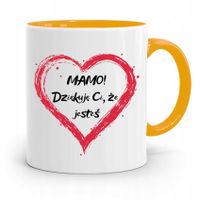 Kubek Żółty Prezent Dla Mamy Dziękuję Ci Że Jesteś Z Nadrukiem Ze Zdjęciem