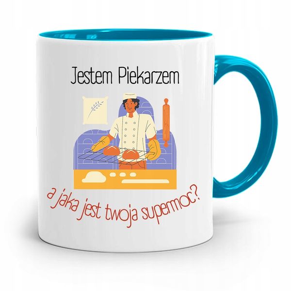 Kubek Błękitny Dla Piekarza Jestem Piekarzem Z Nadrukiem Ze Zdjęciem zdjęcie 1