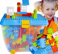 Klocki K2 BIG kuferek + podstawa do budowania niebieska 2+, konstrukcyjne