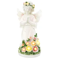 Figurka Świecznik Anioł Dekoracja Posążek Aniołek Solarny Led do Ogrodu