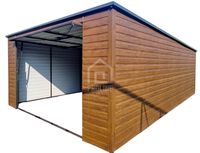 Garaż Blaszany 4x5 Brama uchylna rynna dach Spad w tył PLG174