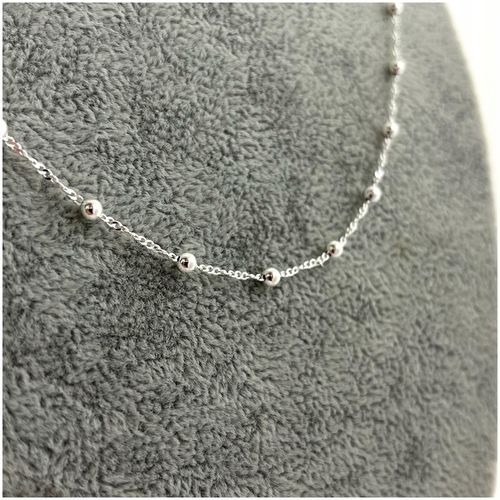 SREBRNY ŁAŃCUSZEK SINGAPUR Z KULECZKAMI REGULOWANY DLA DZIEWCZYNKI 30+5 cm na Arena.pl