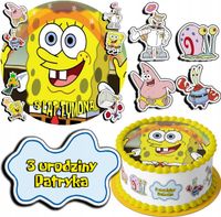 ZESTAW OPŁATEK NA TORT 20CM + 17 POSTACI - SPONGEBOB + IMIĘ 15CM 18CM