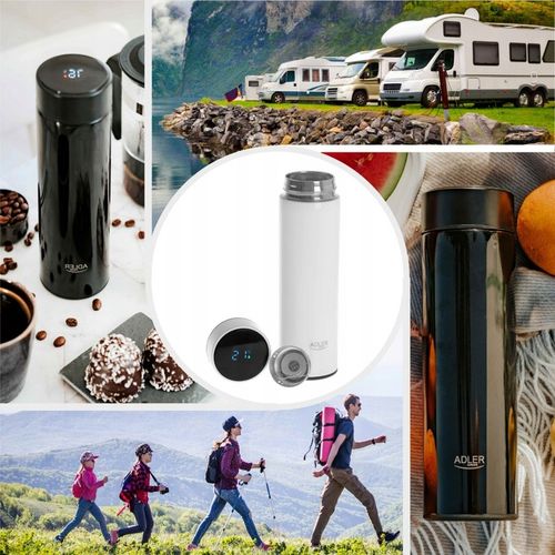 CZARNY TERMOS KUBEK TERMICZNY NA KAWĘ HERBATĘ SMART LED DUŻY 500ml na Arena.pl