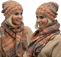 Wełniany Komplet Kobiecy na Zimę Gruby Ciepły Wz4