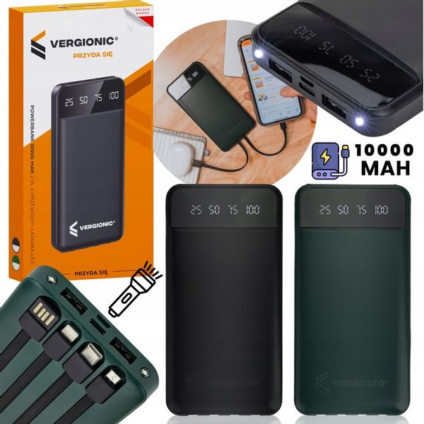 Powerbank 10000 mAh POWER BANK z latarką lightning, microUSB, USB-C, USB zdjęcie 9