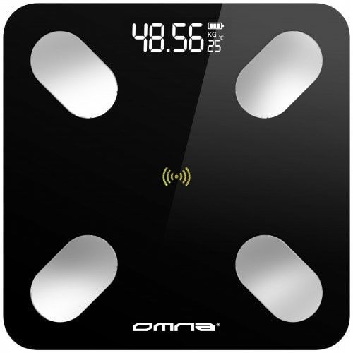 Inteligentna waga łazienkowa smart szklana OMNA aplikacja, miarka i baterie na Arena.pl