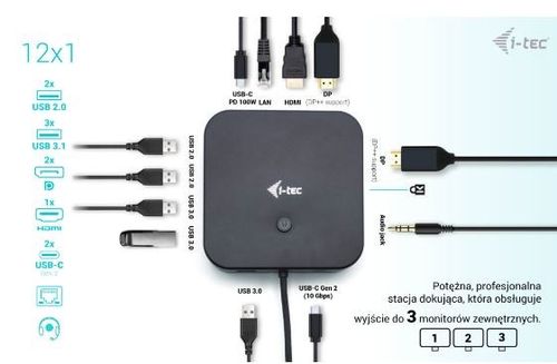 Stacja dokujaca i-tec USB-C - HDMI Dual DP Docking Station + PD 100W na Arena.pl