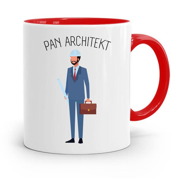 Kubek Czerwony Architekta Pan Architekt Prezent Z Nadrukiem Ze Zdjęciem zdjęcie 1