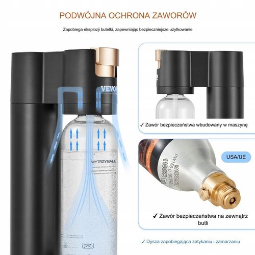 Ekspres do wody musującej Maszyna do napojów gazowanych 1L Butelka 2 butle na Arena.pl