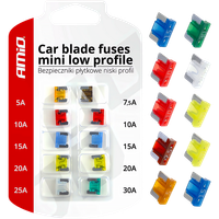 BEZPIECZNIKI SAMOCHODOWE PŁYTKOWE NISKI PROFIL KOMPLET 10SZT. 5A - 30A