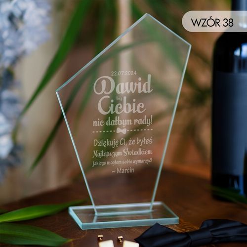 PODZIĘKOWANIA DLA ŚWIADKÓW STATUETKA SZKLANA GRAWER PREZENT DLA ŚWIADKA na Arena.pl