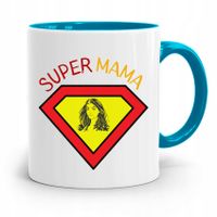 Kubek Błękitny Dla Mamy Mame Super Mama Prezent Z Nadrukiem Ze Zdjęciem