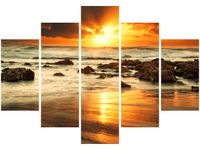 105CM 150CM OBRAZ 5 ELEM WSCHÓD SŁOŃCA WZBURZONYM OCEANEM DRUK