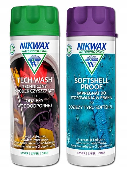ZESTAW NIKWAX TECH WASH + IMPREGNAT SOFTSHELL PROOF DO PRANIA KURTEK zdjęcie 2