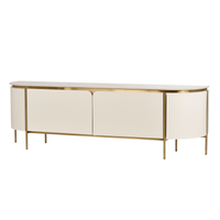 Ryflowana szafka RTV złota kremowa Bueno Glamour Premium 200x40x60