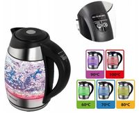 CZAJNIK ELEKTRYCZNY SZKLANY LED 5 KOLORÓW REGULACJA TEMPERATURY 1,8L