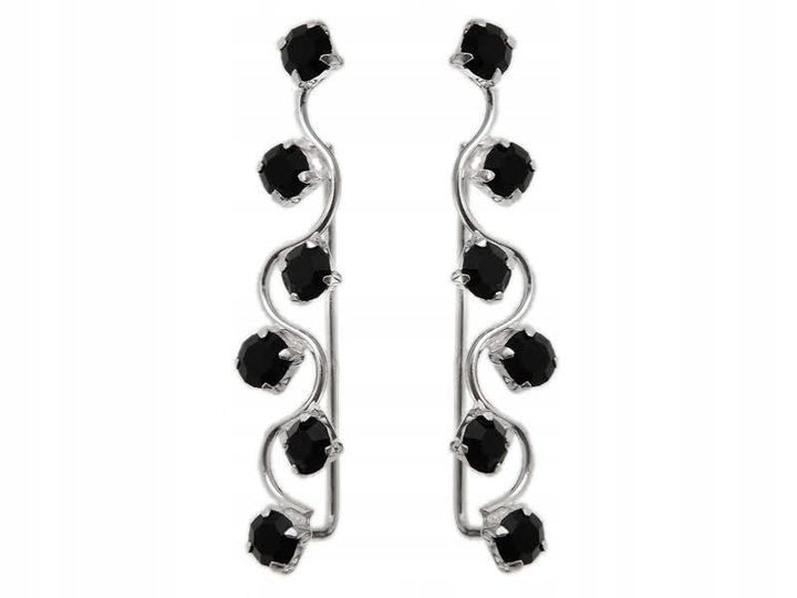 NAUSZNICE DŁUGIE CZARNY KRYSZTAŁ k2528 - 0,8g. zdjęcie 1