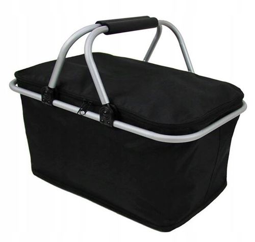 CZARNY KOSZYK PIKNIKOWY DUŻY SKŁADANY SOLIDNY TERMICZNY NA ZAKUPY PIKNIK na Arena.pl
