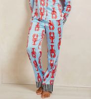 Niebieski - Chelsea Peers Satin Lobster Print Long spodnie OD PIŻAMY EU48