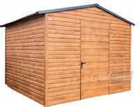 SCHOWEK - DOMEK OGRODOWY 3m x 3m DWUSPAD - drzwi - drewnopodobny BOX72 3x3