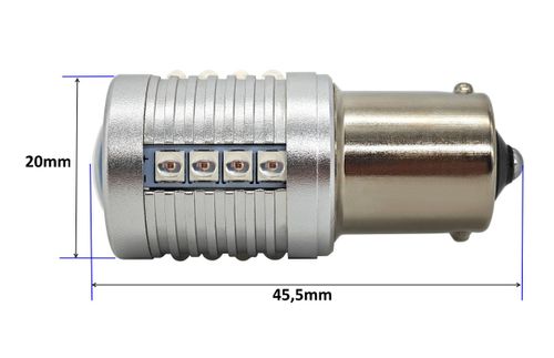 żarówka P21W LED BA15S 12-24V CANBUS 2000lm czerwona na Arena.pl