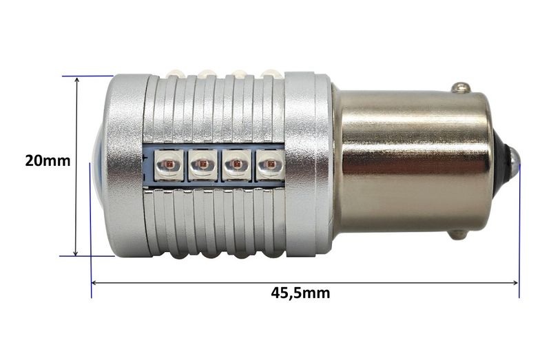 żarówka P21W LED BA15S 12-24V CANBUS 2000lm czerwona zdjęcie 5