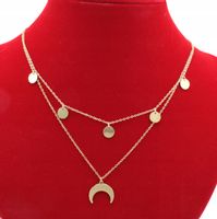 NASZYJNIK ZŁOTY PODWÓJNY KSIĘŻYC BLASZKI STAL 316 L