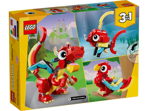 LEGO Creator 3w1 Ruchomy czerwony smok Kolorowa rybka Uroczy feniks 31145 na Arena.pl