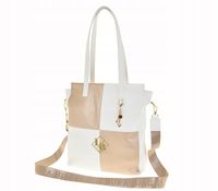 Laura Biaggi - torebka shopper biało-złota breloczek R278