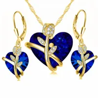 KOMPLET BIŻUTERII SREBRNEJ POZŁACANEJ SERCA RÓŻE