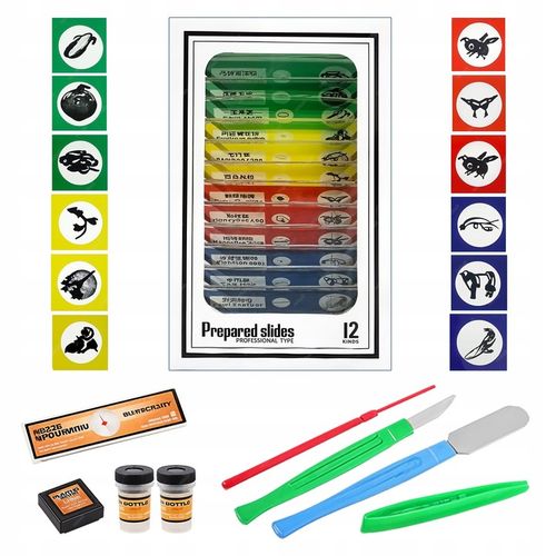 MIKROSKOP DLA DZIECI EDUKACYJNY 1200X +PREPARATY DO MIKROSKOPU ZESTAW 13szt na Arena.pl