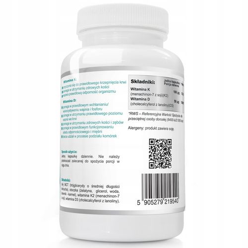 Witamina K2 MK7 100mcg D3 50mcg OLEJ MCT 120caps na Arena.pl