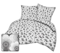 Pościel z kory 160x200 szare białe geometryczne kwiaty