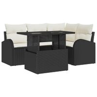 Zestaw Sof na Ogród 5 pcs Czarny 100 x 55 x 73 cm Polirattan