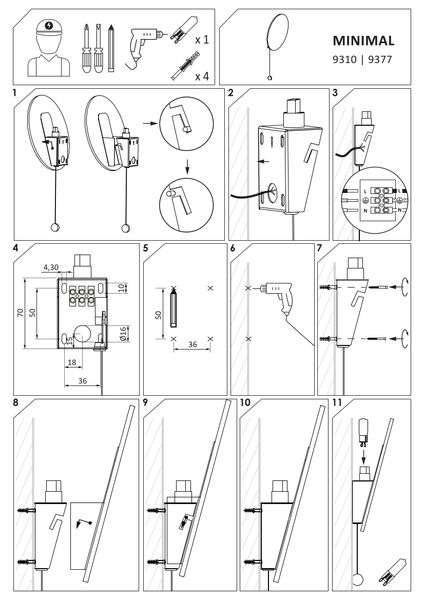 Drewniana lampa ścienna Minimal 9377 okrągły kinkiet z włącznikiem zdjęcie 5