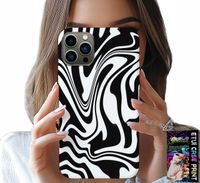 ETUI DO IPHONE 12 PRO - CZARNO BIAŁA ABSTRAKCJA + SZKŁO HART