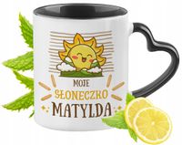 Kubek Czarny Z Uszkiem W Kształcie Serca Dla Matyldy Idealny Na Prezent