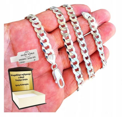 BRANSOLETKA MĘSKA SREBRNA 925 PANCERKA PEŁNA 7 MM+ GRAWER GRATIS SREBRO 925 na Arena.pl