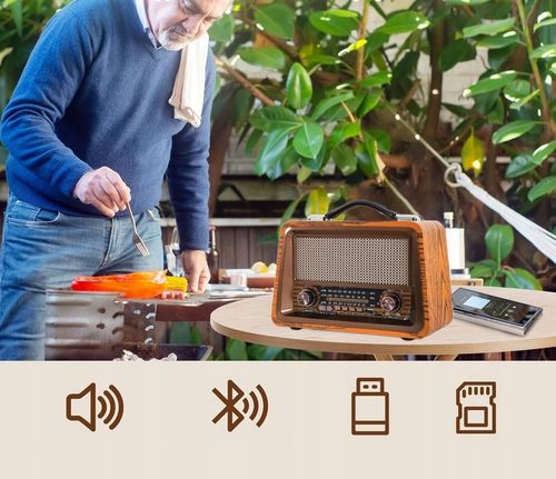 RETRO RADIO SIECIOWO BATRYJNE PRZENOŚNE BLUETOOTH AKUMULATOROWE FM AM na Arena.pl