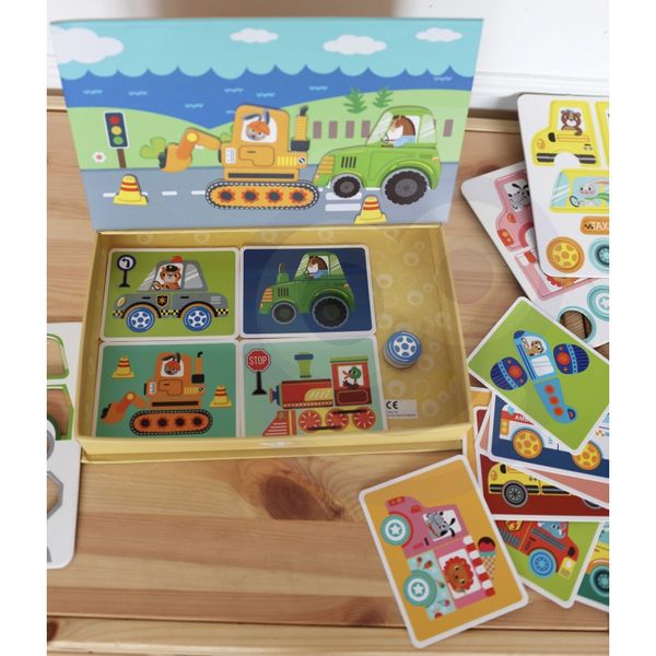 TOOKY TOY Układanka Magnetyczna Puzzle Montessori Pudełko Edukacyjne Pojazdy 80 el. zdjęcie 6
