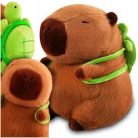 KAPIBARA MASKOTKA Z PLECAKIEM ŻÓŁWIEM PLUSZOWA PRZYTULANKA 2W1 26CM