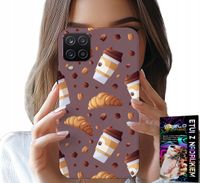 ETUI DO SAMSUNG GALAXY A22 5G - CASE Z KAWĄ ROGALIKAMI I ZIARNAMI W TLE