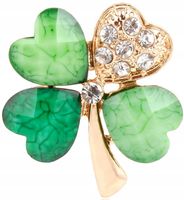 Broszka Czterolistna koniczynka złota szczęście  F65