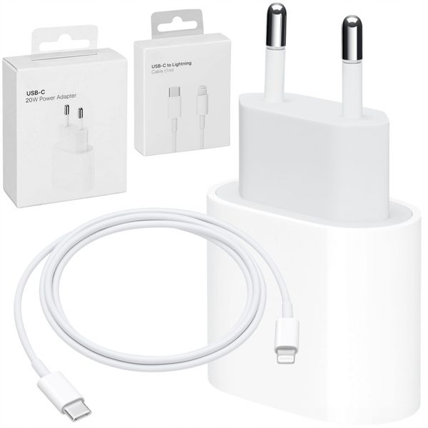 SZYBKA ŁADOWARKA DO IPHONE KOSTKA 20W + KABEL 1M / USB-C - IPHONE LIGHTING zdjęcie 1