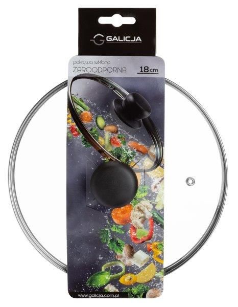 Pokrywa pokrywka szklana żaroodporna 18 cm do garnka patelni bakelitowy uchwyt zdjęcie 1