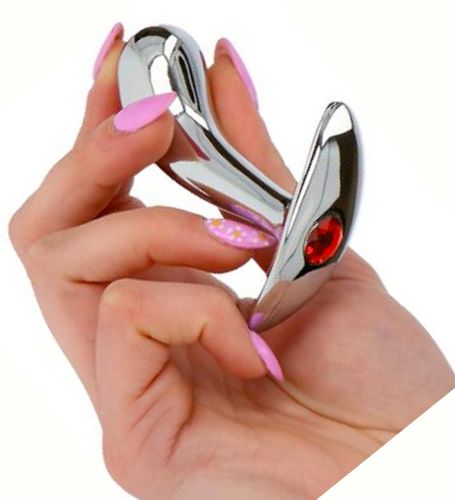Srebrny plug z czerwonym kryształkiem na Arena.pl