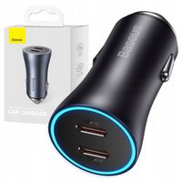 BASEUS SZYBKA ŁADOWARKA SAMOCHODOWA 2x USB C 40W DO GNIAZDA ZAPALNICZKI