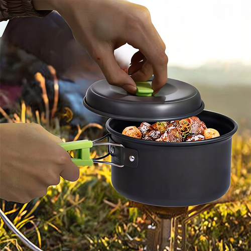 NACZYNIA TURYSTYCZNE ZESTAW GARNKÓW SZTUĆCE POD NAMIOT BIWAK CZAJNIK XXL na Arena.pl